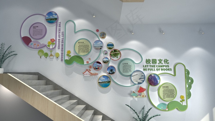 校园文化形象墙cdr矢量模版下载