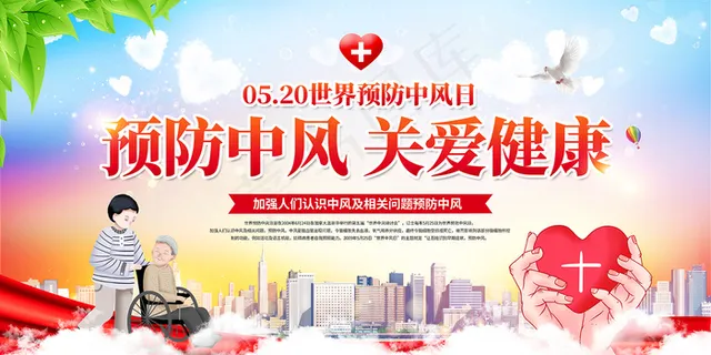 预防中风关爱健康海报