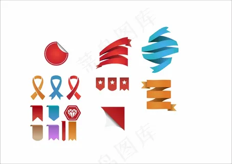 丝带、彩色、标签