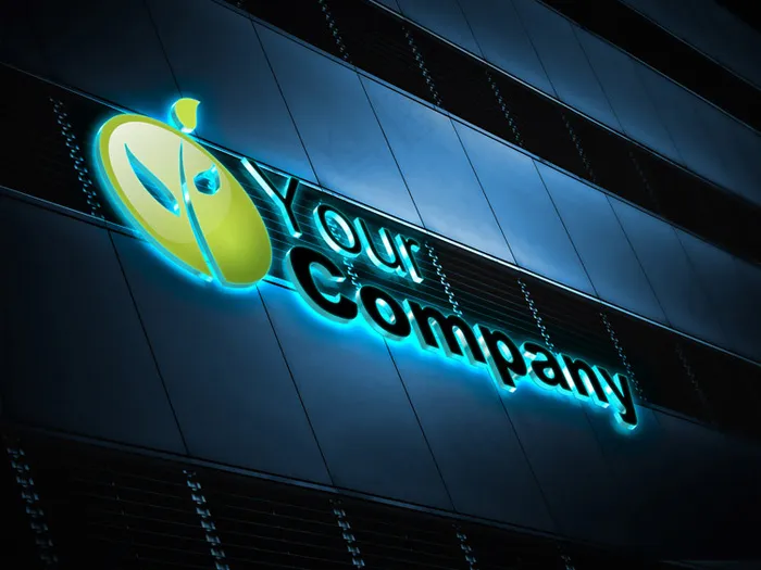 精品楼体logo样机psd模版下载