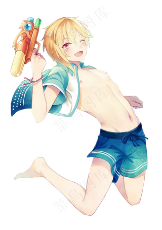 夏日泳装可爱男孩