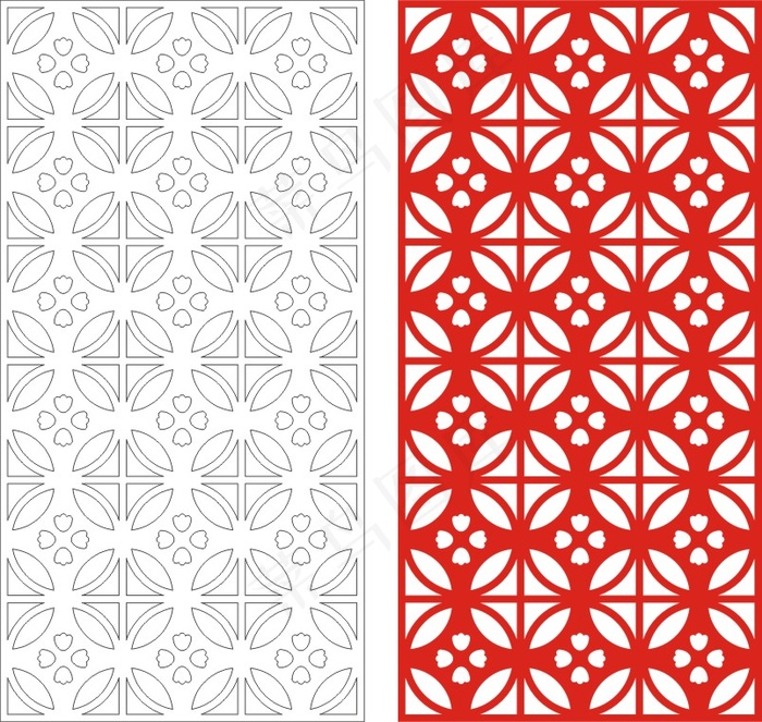 矢量镂空花纹边框底纹中式