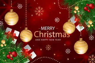 红色金属球圣诞节免背景海报