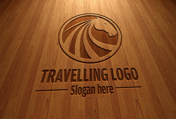 木质底logo样机psd模版下载