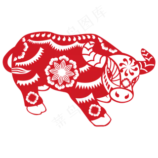剪纸新年牛