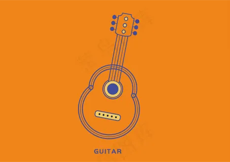 简约吉他矢量图形图标形状