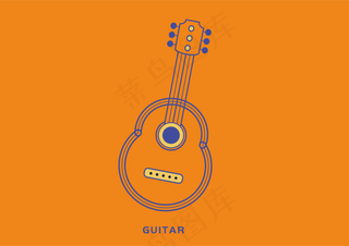 简约吉他矢量图形图标形状