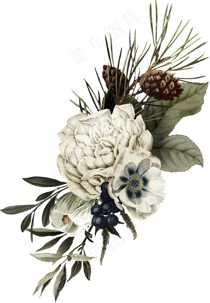 国画鲜花图片psd模版下载