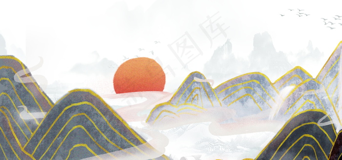 中国风水墨大气背景墙 psd模版下载