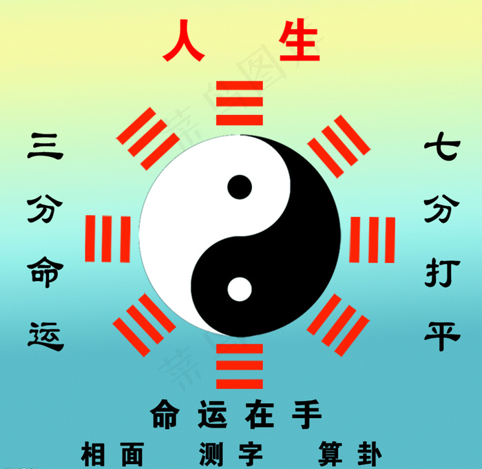 八卦图喷绘psd模版下载
