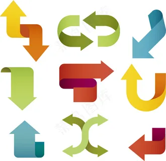 9款彩色动感箭头设计矢量素材