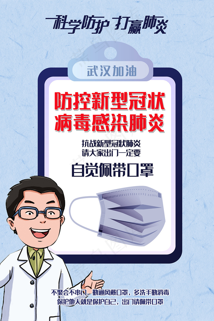 新冠肺炎自觉戴口罩海报psd模版下载