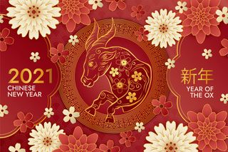 中国风牛年春节矢量展板