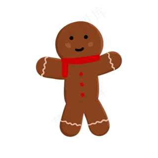 圣诞主题姜饼人饼干人手绘