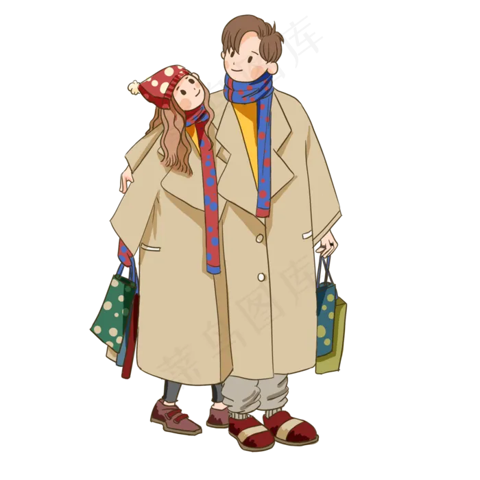 卡通手绘情侣约会共度美好时光创(2000*2000px 300 dpi )psd模版下载