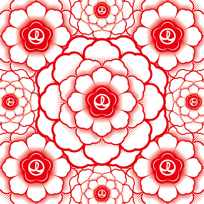 花朵图案 连续图案 图案 剪纸ai矢量模版下载
