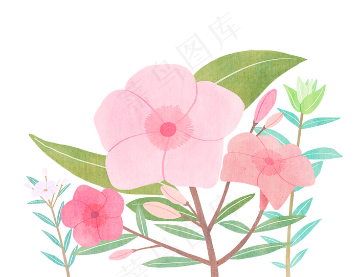 粉色鲜花 手绘鲜花psd模版下载