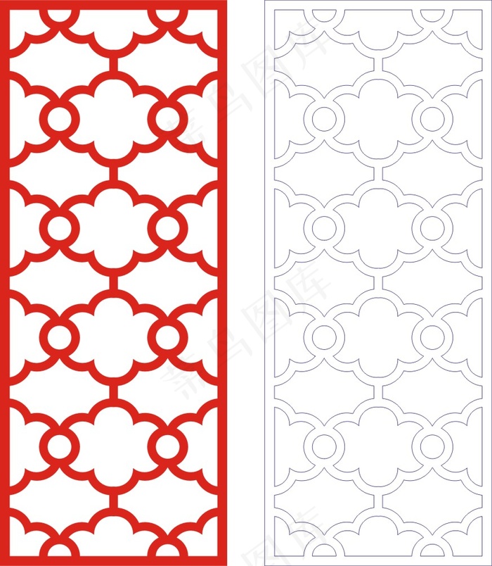 矢量镂空花纹边框底纹中式