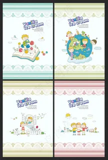 卡通插画作业本封面设计psd素材下载