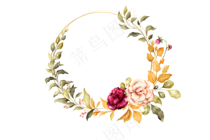 小清新|花鸟|圆形边框