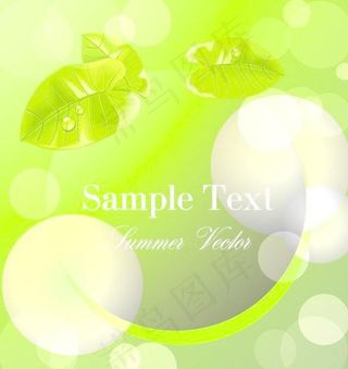 春天亮绿树叶矢量图