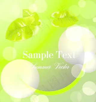 春天亮绿树叶矢量图