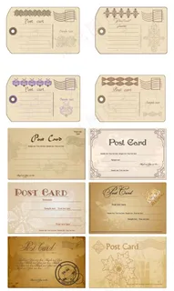 怀旧风格欧式明信片模板矢量素材
