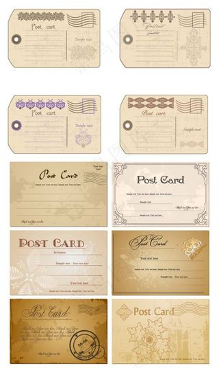 怀旧风格欧式明信片模板矢量素材