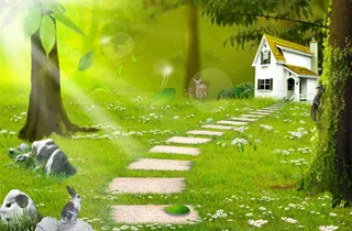 林间小道阳光背景素材