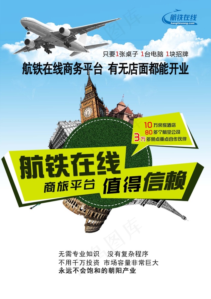 航空公司海报psd模版下载
