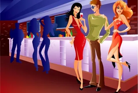 酒吧性感美女矢量素材