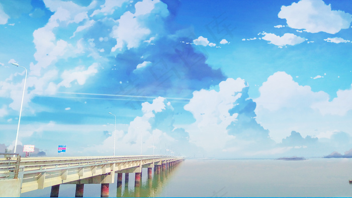 实景图转动漫背景 海边