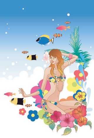 时尚美女插画矢量素材2