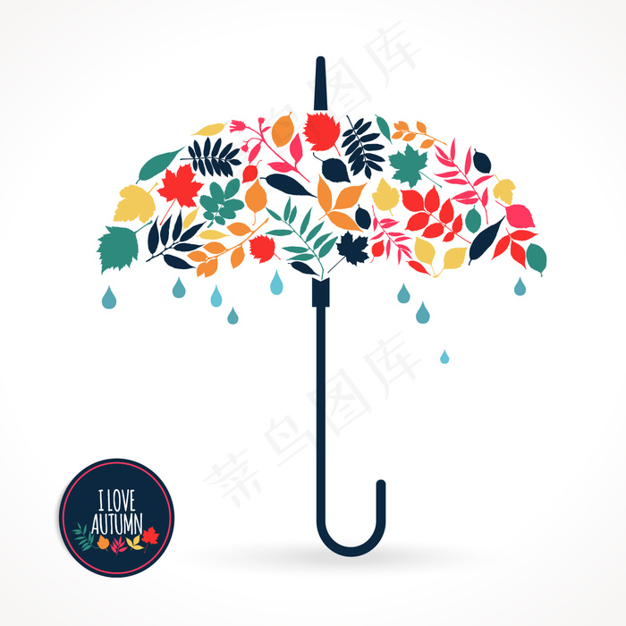 时尚树叶艺术雨伞eps,ai矢量模版下载