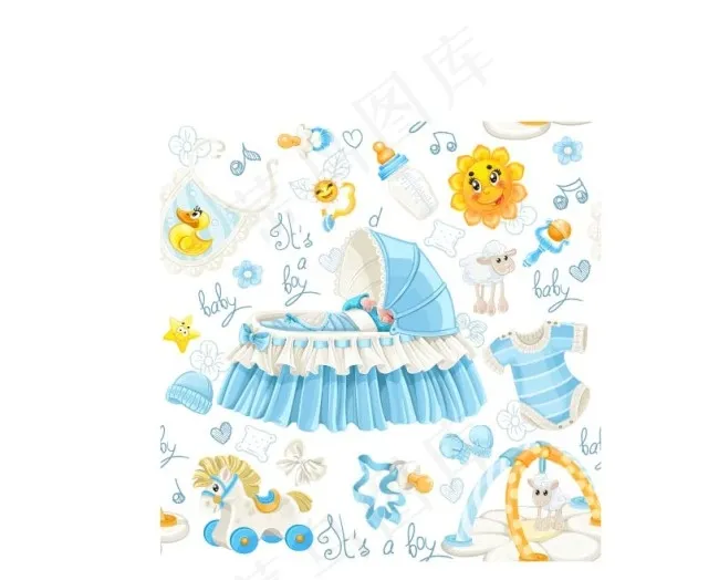 可爱婴儿衣服用品矢量图片ai矢量模版下载
