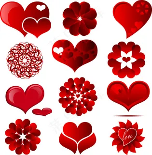 情人节爱心红色背景矢量