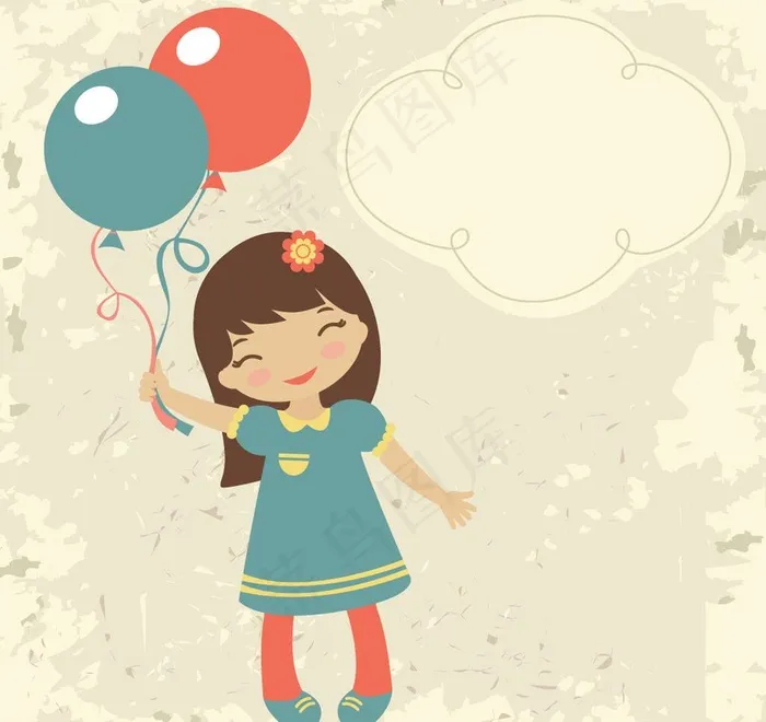 小女孩图片eps,ai矢量模版下载