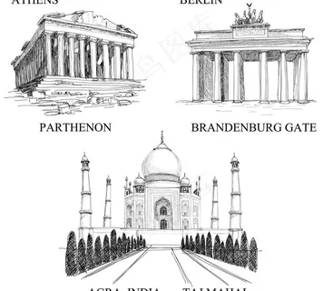 手绘城市建筑图片