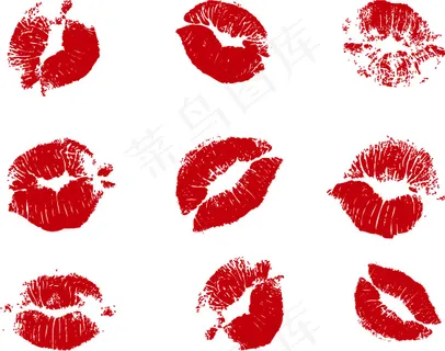 红色唇印设计矢量素材