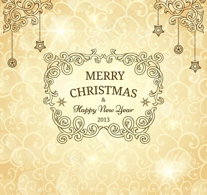 金色欧式圣诞花纹 边框图片