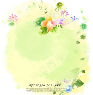 韩国淡雅春天水彩画PSD素材