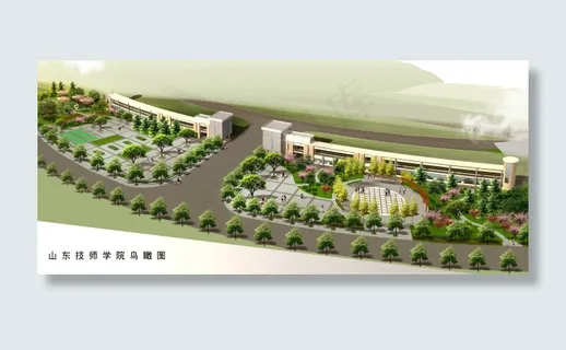 学校绿化景观规划鸟瞰图