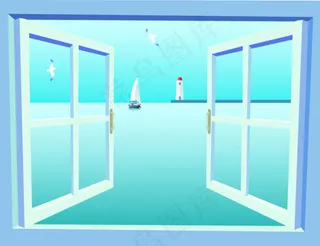 矢量窗户蓝色背景
