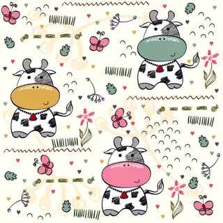 卡通可爱北欧童话梦幻儿童动物无缝平铺背景头像印刷矢量图片素材