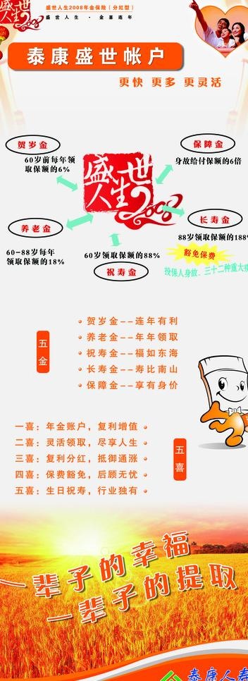 泰康人寿易拉宝图片psd模版下载