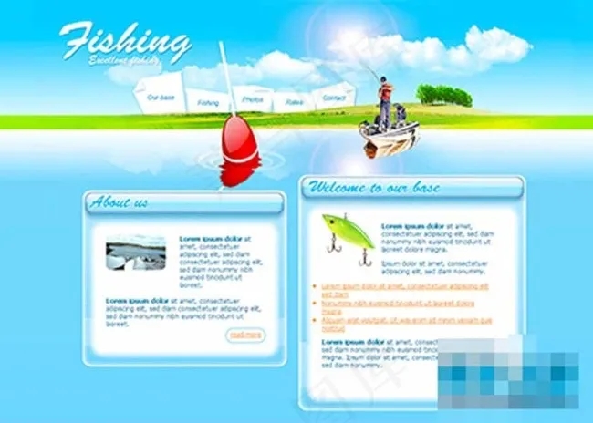 蓝天白云户外钓鱼网站模板下载