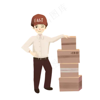 快递物流手绘搬运快递箱的小哥免快递物流手绘搬运快递箱的小哥免