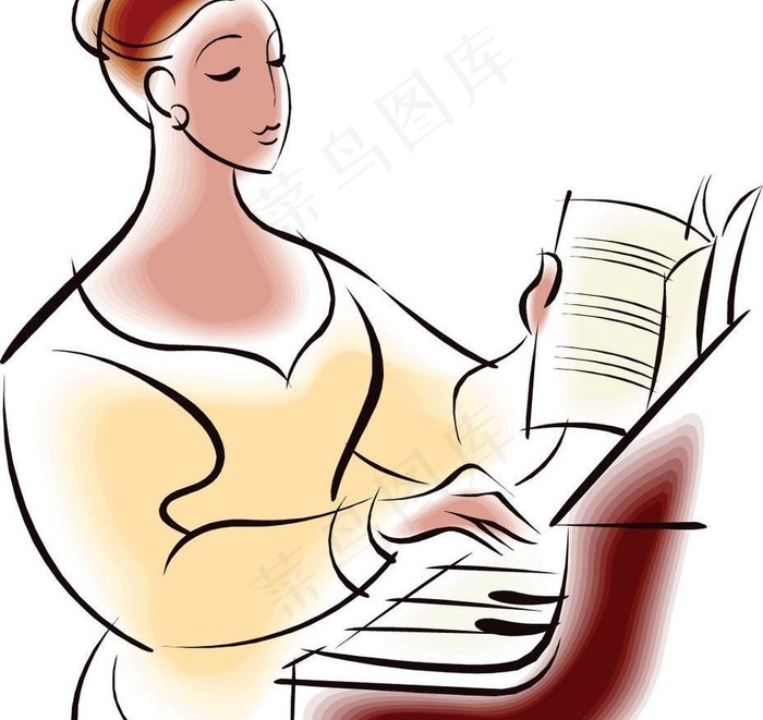 弹钢琴的女人图片