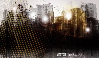 墨迹城市剪影图片