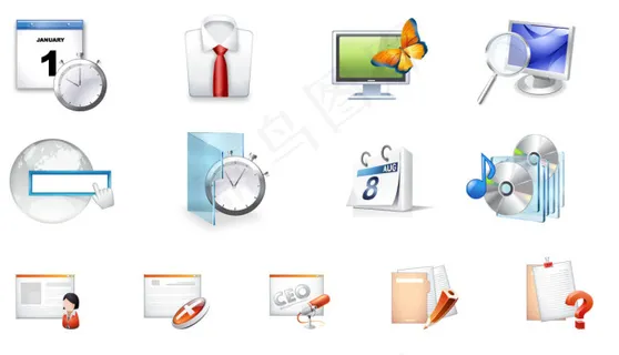 日历秒表衬衫电脑蝴蝶搜索音乐光碟图... 日历秒表衬衫电脑蝴蝶搜索音乐光碟图...